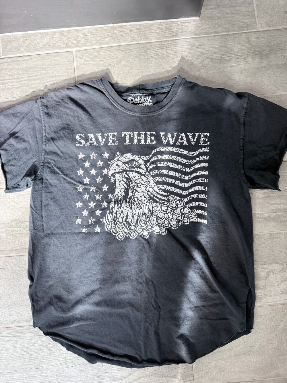 Woman's "Save The Wave" Black pebby forevee Graphic Tee